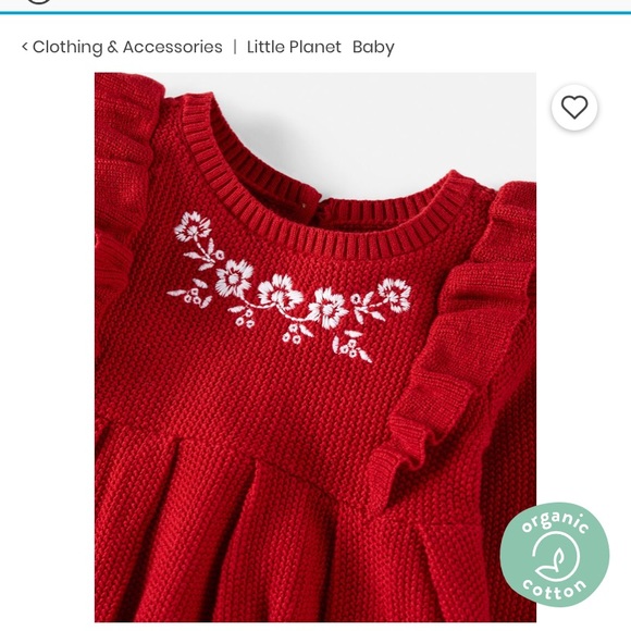 LIKE NEW Little Planet by Carters baby girl 100% organic cotton sweater dress 9M - Picture 6 of 9